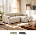 Divano design moderno 3 posti con chaise longue destra in tessuto Toliman Promozione