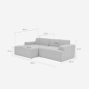 Divano design 3 posti con chaise longue sinistra in tessuto Seginus 