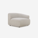 Divano modulare componibile curvo 2 posti in tessuto beige Yuna-2 Stock