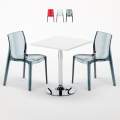 Weiß Quadratisch Tisch und 2 Stühle Farbiges Polypropylen-Innenmastenset Grand Soleil Femme Fatale Demon Aktion
