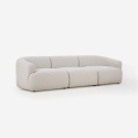 Divano modulare curvo 3 posti componibile in tessuto beige Yuna-3 Vendita