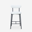 Sgabello alto moderno da cucina con schienale in bouclé bianco Opos Offerta
