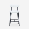 Sgabello alto moderno da cucina con schienale in bouclé bianco Opos Offerta