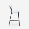 Sgabello alto moderno da cucina con schienale in bouclé bianco Opos Saldi