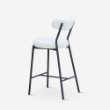 Sgabello alto moderno da cucina con schienale in bouclé bianco Opos Sconti