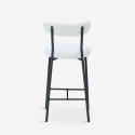 Sgabello alto moderno da cucina con schienale in bouclé bianco Opos Catalogo