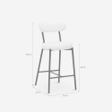 Sgabello alto moderno da cucina con schienale in bouclé bianco Opos Scelta