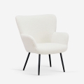 Poltrona da salotto moderna in tessuto bouclé bianco Womb Promozione