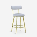 Tabouret de bar et cuisine en velours avec dossier pieds dorés Kraven Catalogue