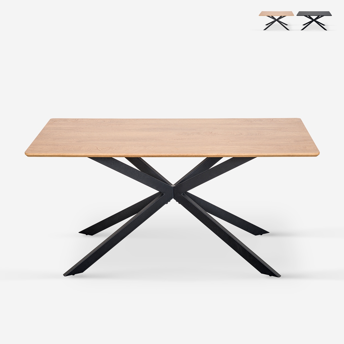 Tavolo con gambe incrociate di design 160x90 in legno e metallo Shaila Promozione Tavolo con gambe incrociate di design 160x90 in legno e metallo Shaila Promozione