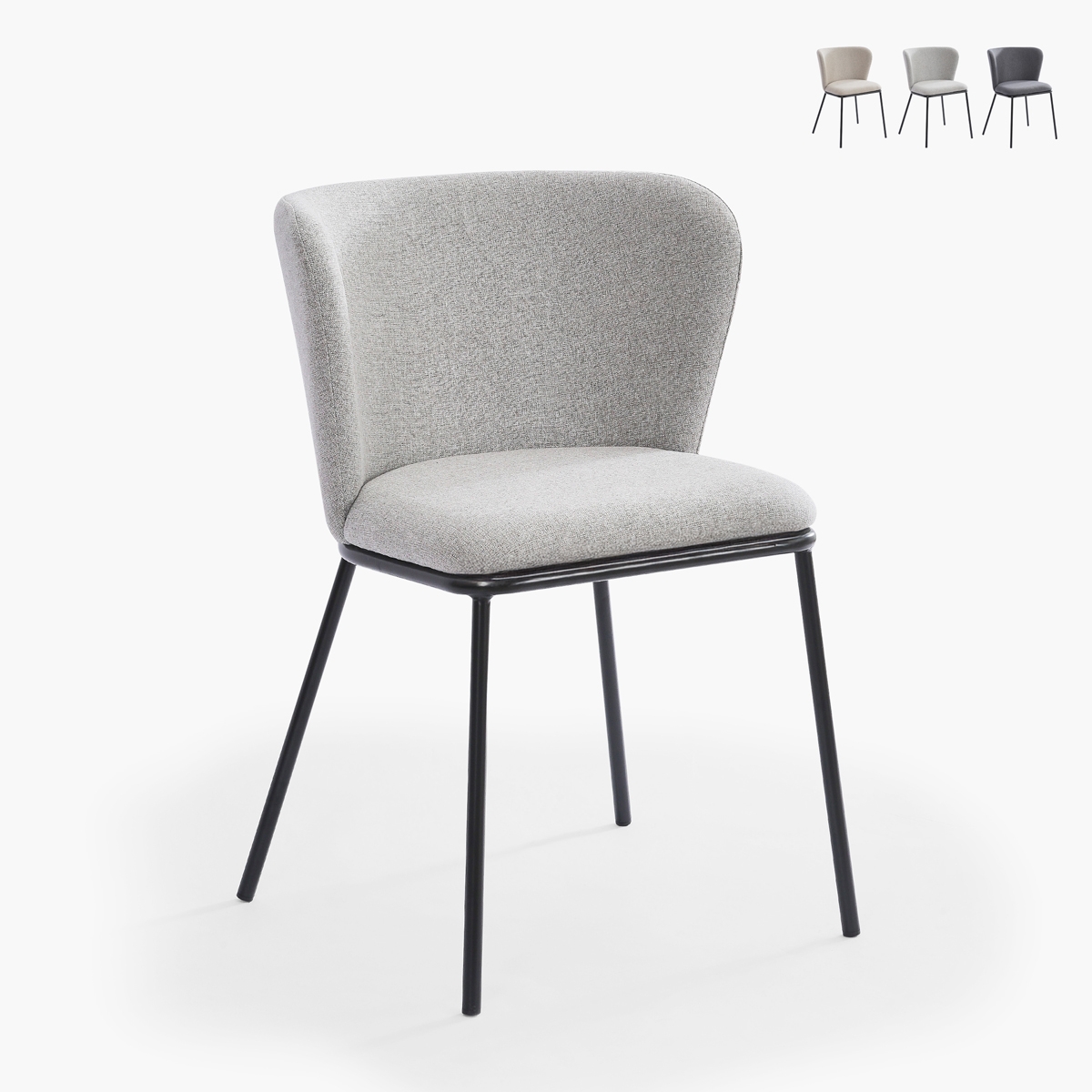 Sedia per sala da pranzo di design moderno in tessuto gambe nere Lasta Vendita Sedia per sala da pranzo di design moderno in tessuto gambe nere Lasta Vendita