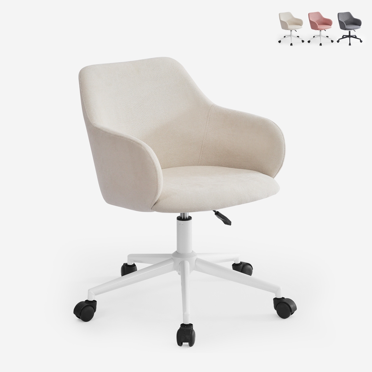 Sedia girevole in tessuto con braccioli per ufficio smart working Kivri Promozione Sedia girevole in tessuto con braccioli per ufficio smart working Kivri Promozione