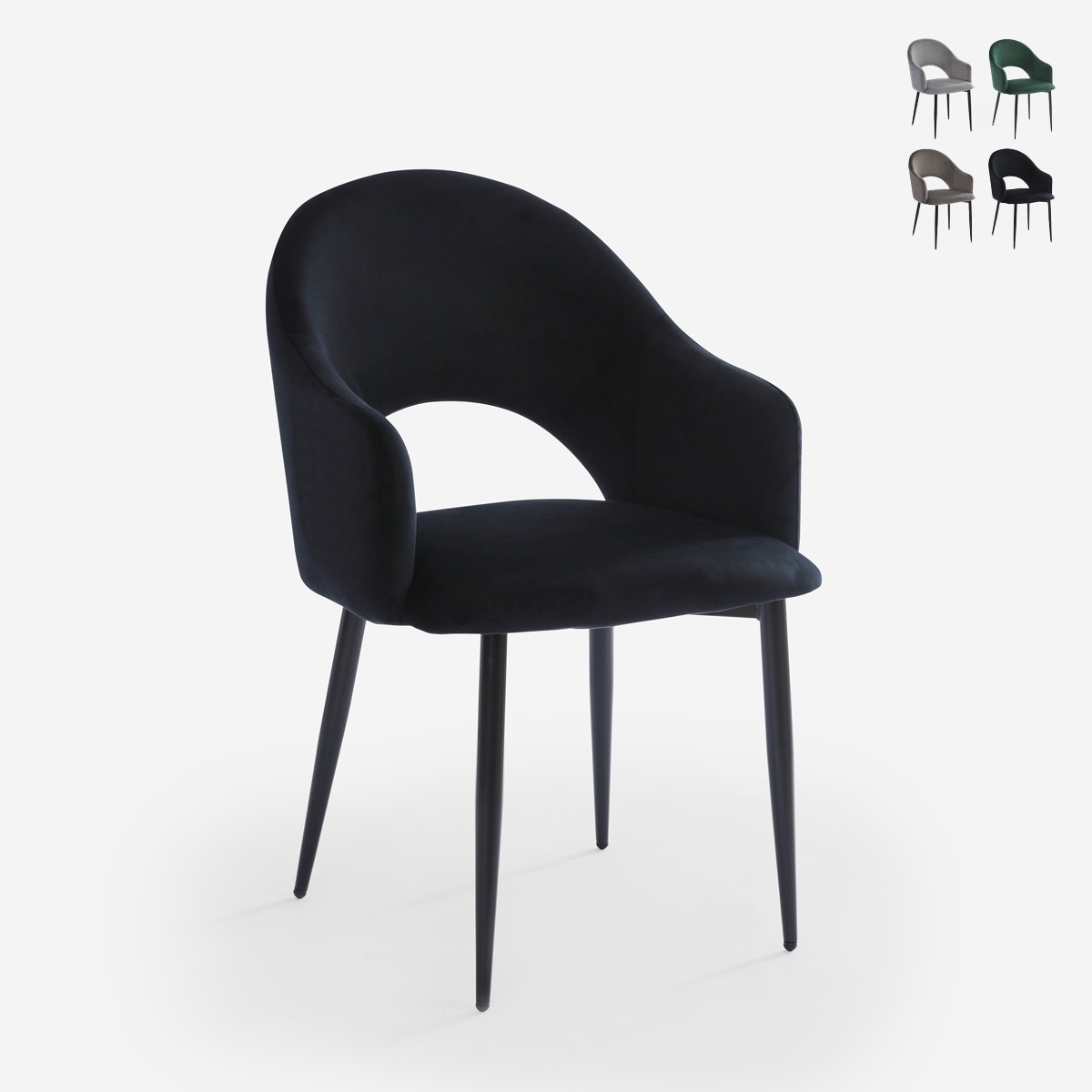 Sedia con braccioli moderna in velluto per sala da pranzo e cucina Rozan Offerta