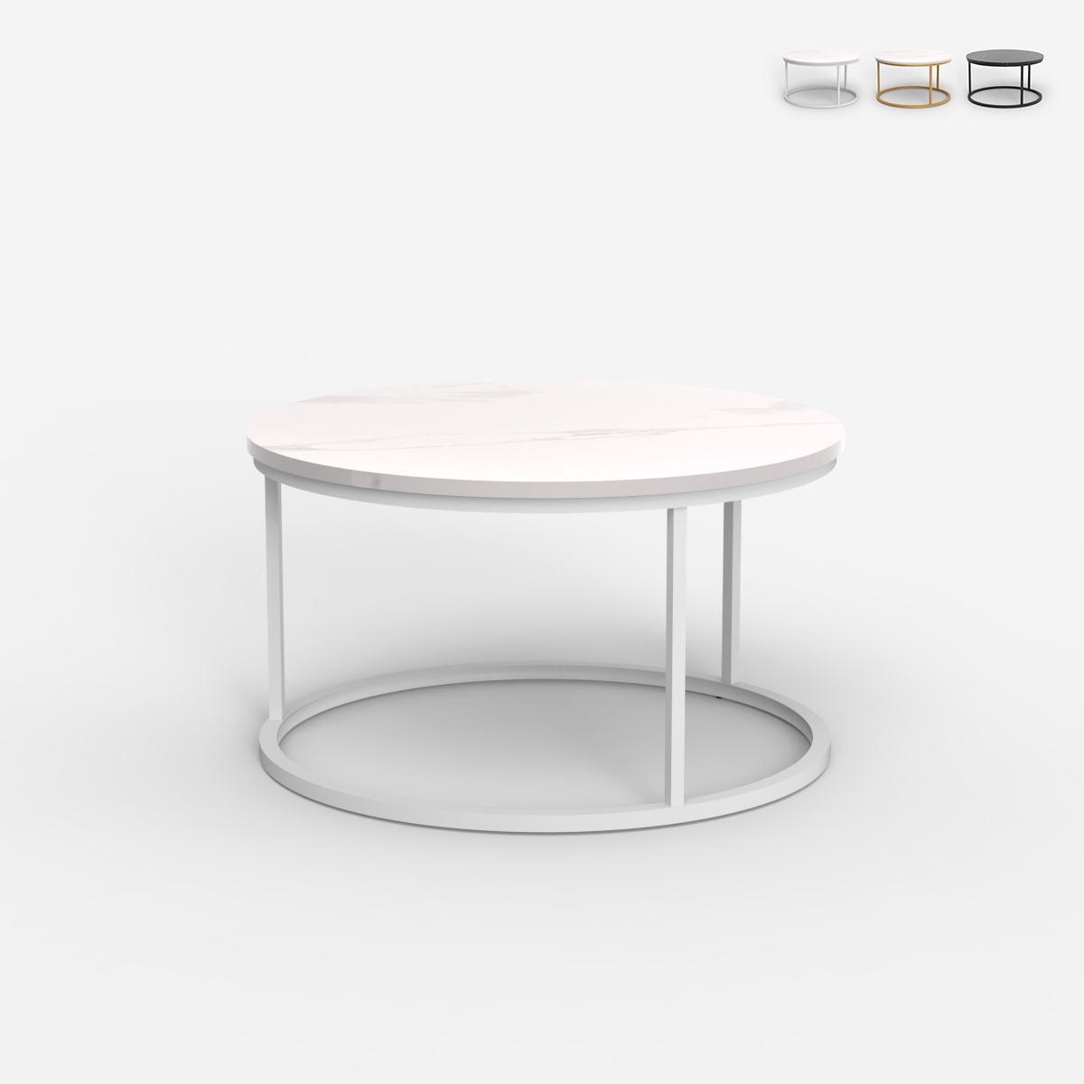 Tavolino da salotto rotondo 80cm effetto marmo contemporaneo Ossidiana Promozione Tavolino da salotto rotondo 80cm effetto marmo contemporaneo Ossidiana Promozione