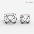 Set 2 tavolini da salotto design moderno con base in metallo Aragonite Promozione