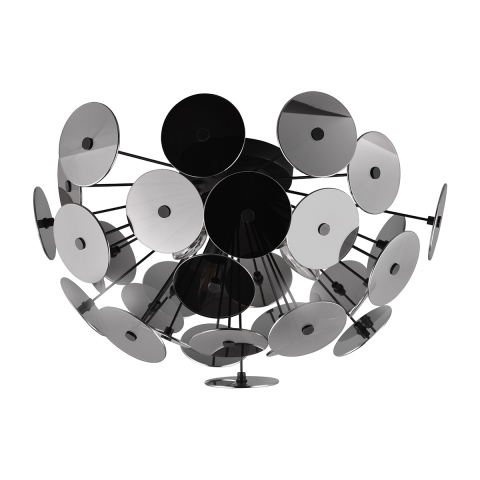 Plafoniera design moderno in metallo nero effetto cromato Lunar Promozione