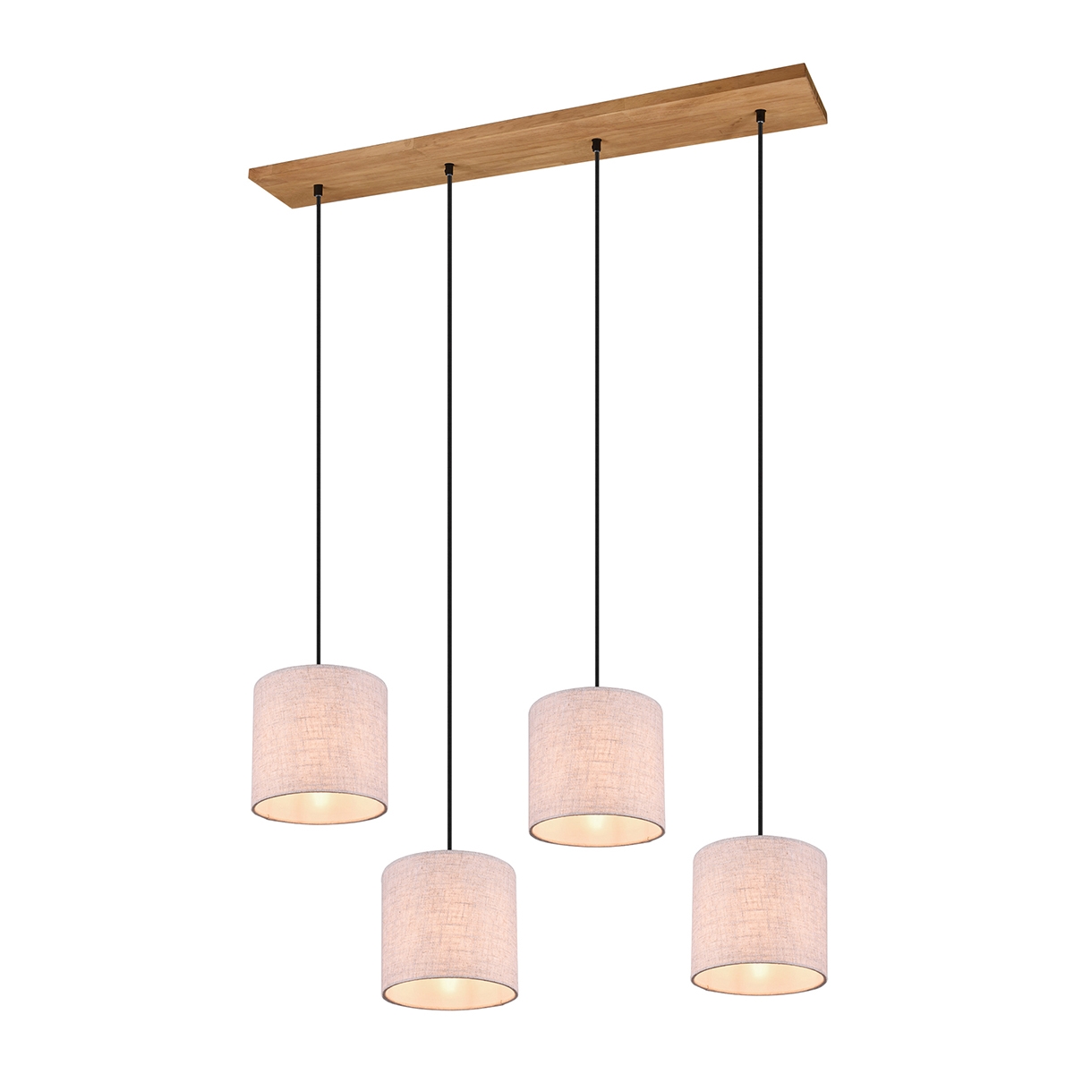 Suspension en bois avec 4 abat-jours en tissu Shvid Promotion Suspension en bois avec 4 abat-jours en tissu Shvid Promotion