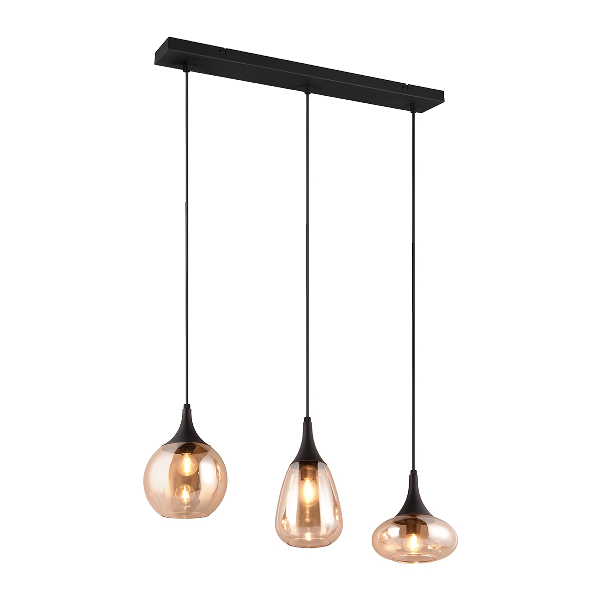 Lampadario a sospensione penisola cucina 3 luci in vetro ambra Tepuk Promozione Lampadario a sospensione penisola cucina 3 luci in vetro ambra Tepuk Promozione