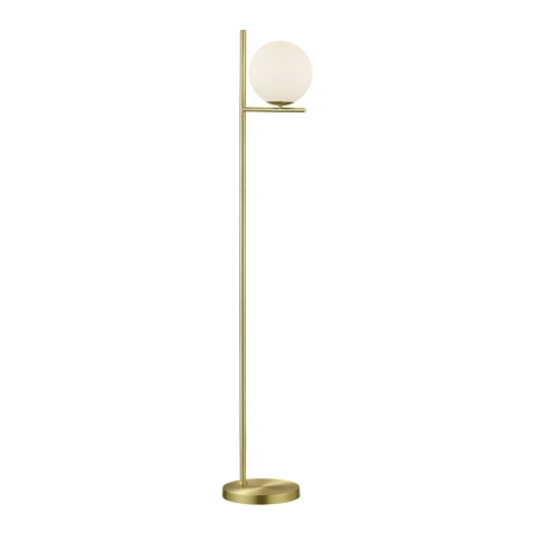 Lampadaire sur pied avec lumière à sphère en verre opalin Khadz Promotion