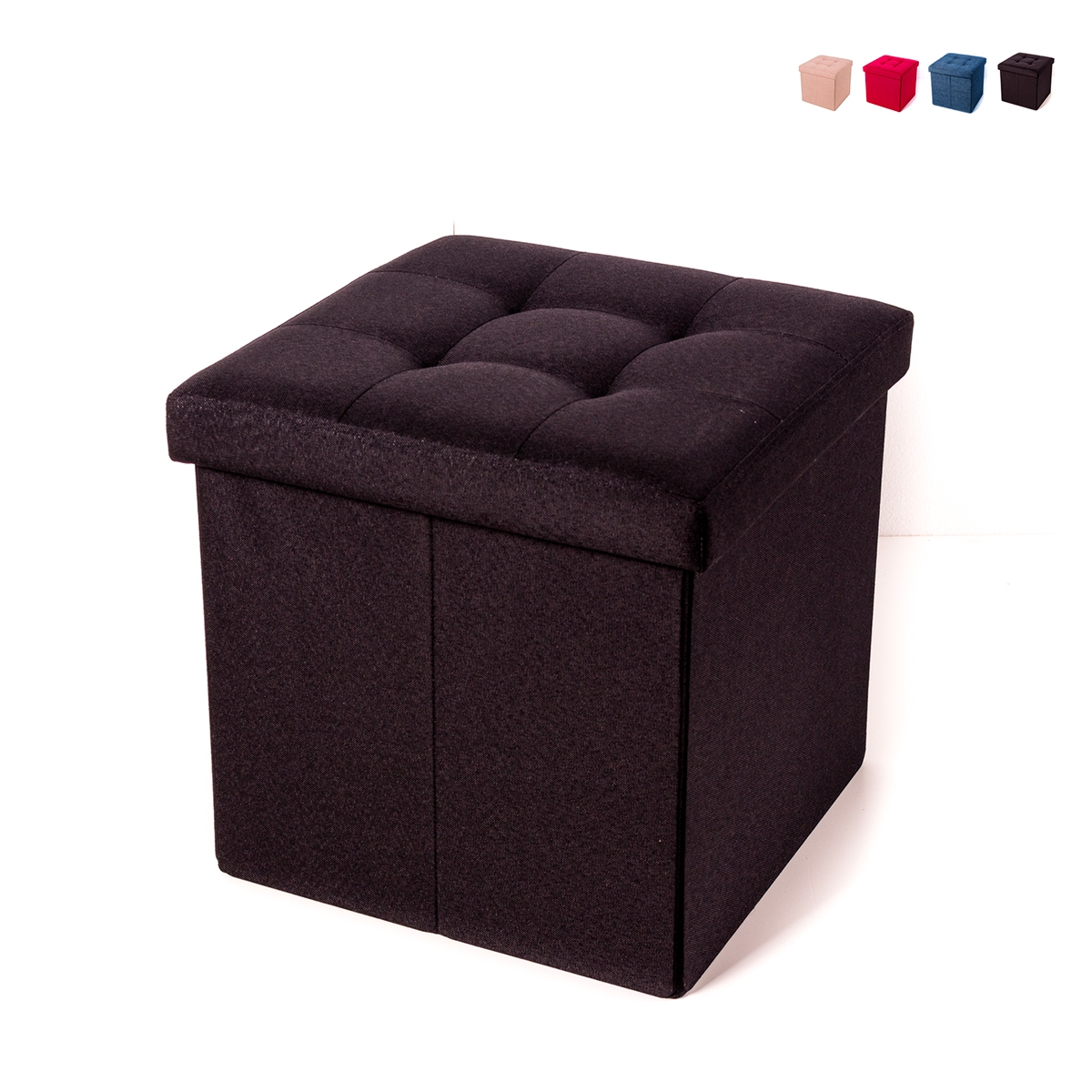 Pouf carré avec rangement en tissu pour salon 34x34cm Liberty Offre Pouf carré avec rangement en tissu pour salon 34x34cm Liberty Offre