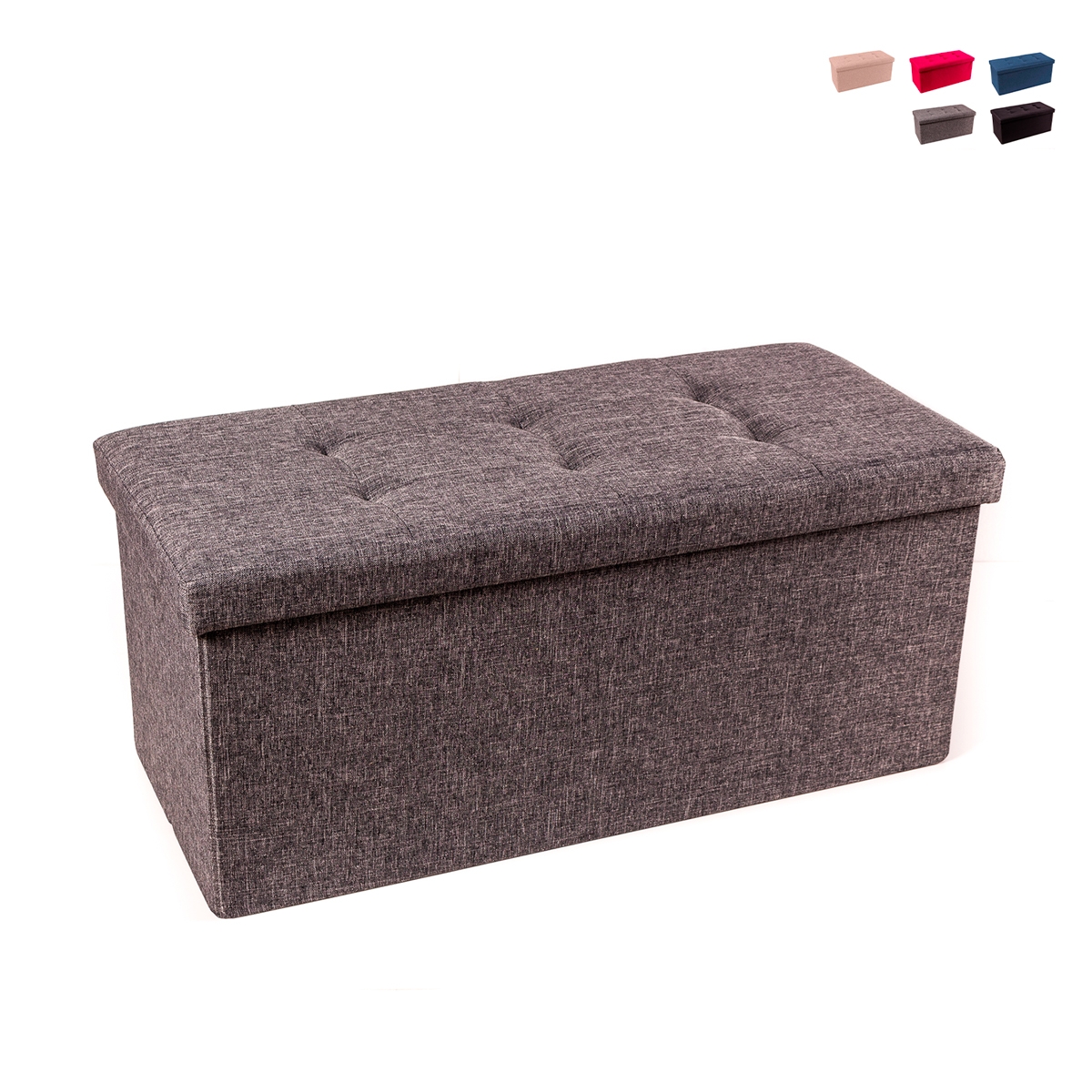 Rechteckiger Pouf 76x34cm mit Stauraum aus Nilo-Stoff für das Wohnzimmer Aktion Rechteckiger Pouf 76x34cm mit Stauraum aus Nilo-Stoff für das Wohnzimmer Aktion