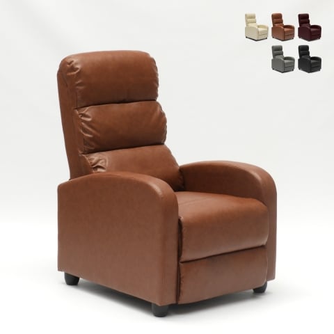 Fauteuil relax inclinable avec repose-pieds en similicuir Alice Promotion