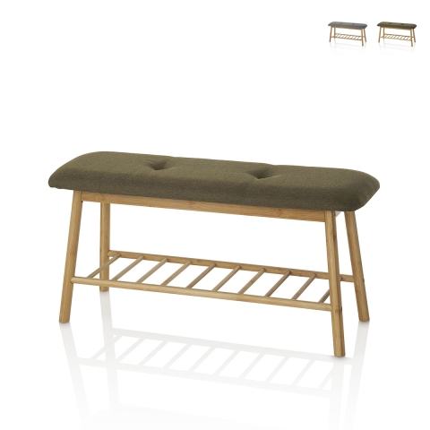 Panca scarpiera per ingresso in legno di bambù e tessuto Flip Promozione