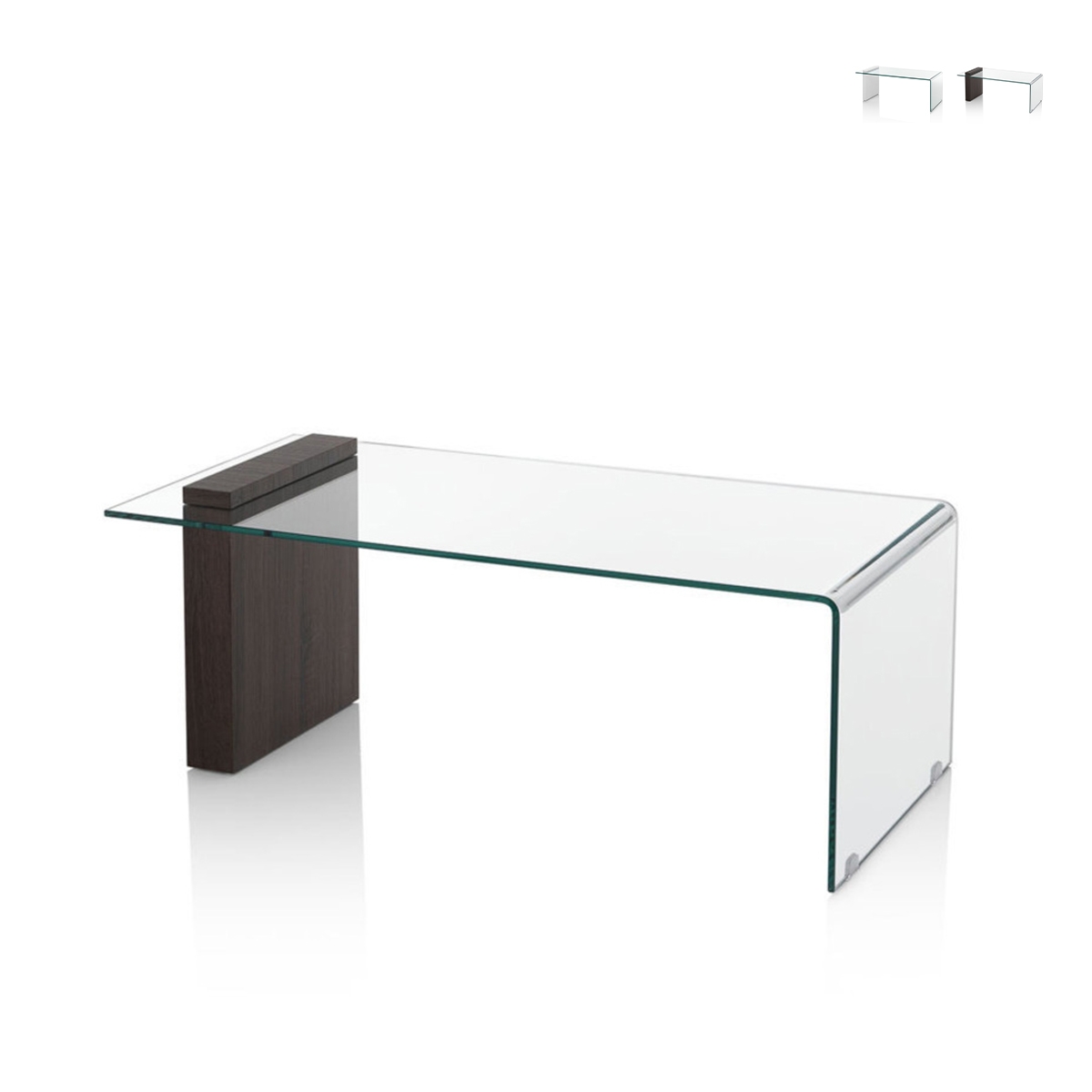 Tavolino da salotto in vetro curvato e legno 110x55x42cm Feng S Promozione Tavolino da salotto in vetro curvato e legno 110x55x42cm Feng S Promozione