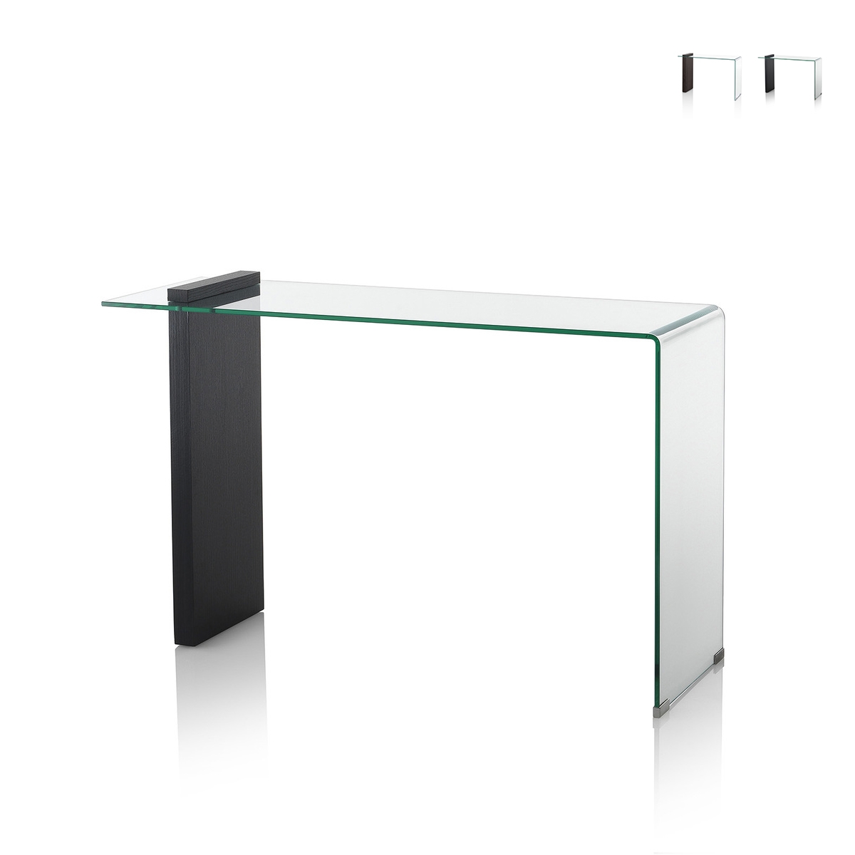 Console moderne d'entrée en bois et verre courbé 120x40x75cm Feng M Promotion Console moderne d'entrée en bois et verre courbé 120x40x75cm Feng M Promotion