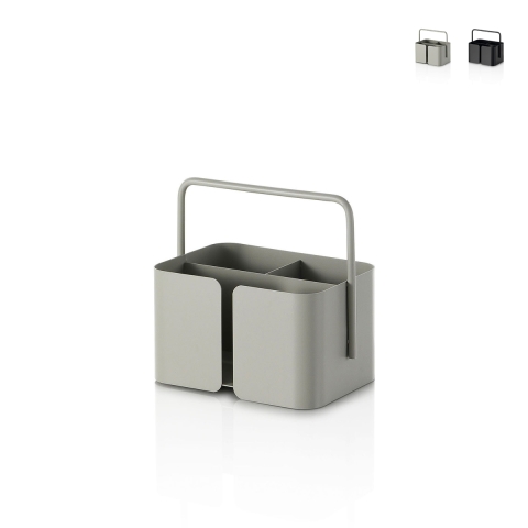 Portaoggetti organizer contenitore in metallo opaco con 3 vani Kogi S Promozione