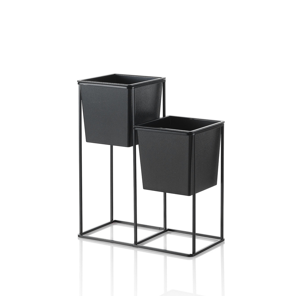 Support en métal noir pour 2 pots de plantes d'intérieur Huas Promotion Support en métal noir pour 2 pots de plantes d'intérieur Huas Promotion