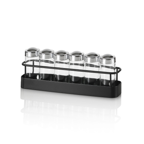 Porte-épices de cuisine avec ensemble de 6 pots en verre Lyu Promotion