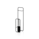 Piantana da bagno WC porta rotolo e portascopino in metallo nero Seiki Promozione
