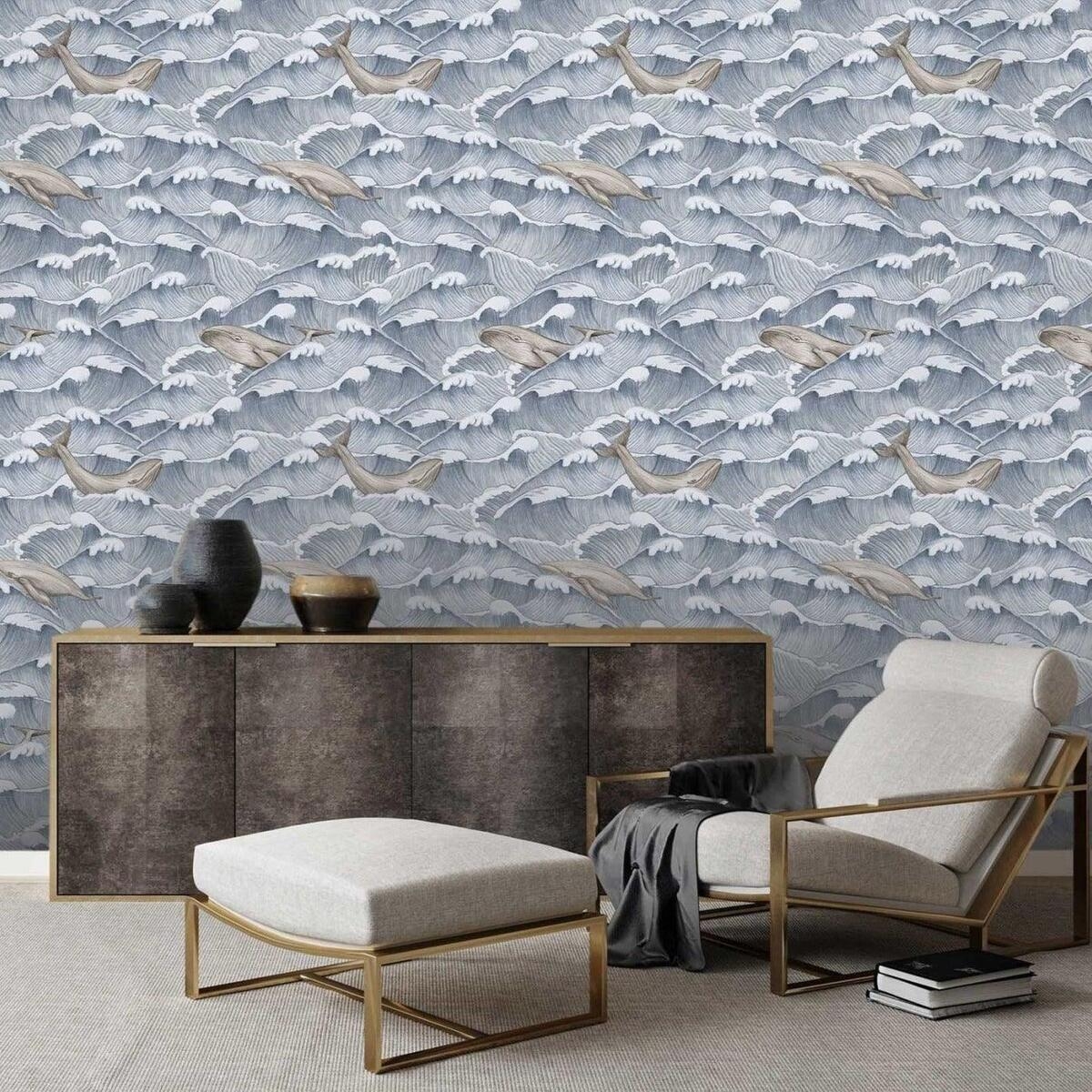 Papier peint motif mer pour salon chambre à coucher Vagues et Baleines Promotion Papier peint motif mer pour salon chambre à coucher Vagues et Baleines Promotion
