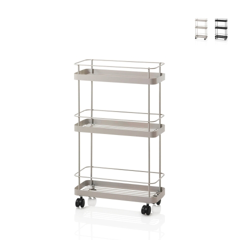 Carrello portavivande in metallo con ruote e 3 ripiani Tris Promozione