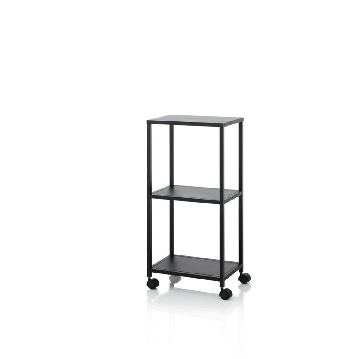 Chariot de rangement en métal noir avec roulettes et 3 étagères Siyo Promotion Chariot de rangement en métal noir avec roulettes et 3 étagères Siyo Promotion