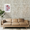 Carta da parati bianca moderna design artistico Graffiti Strisce Nere Promozione