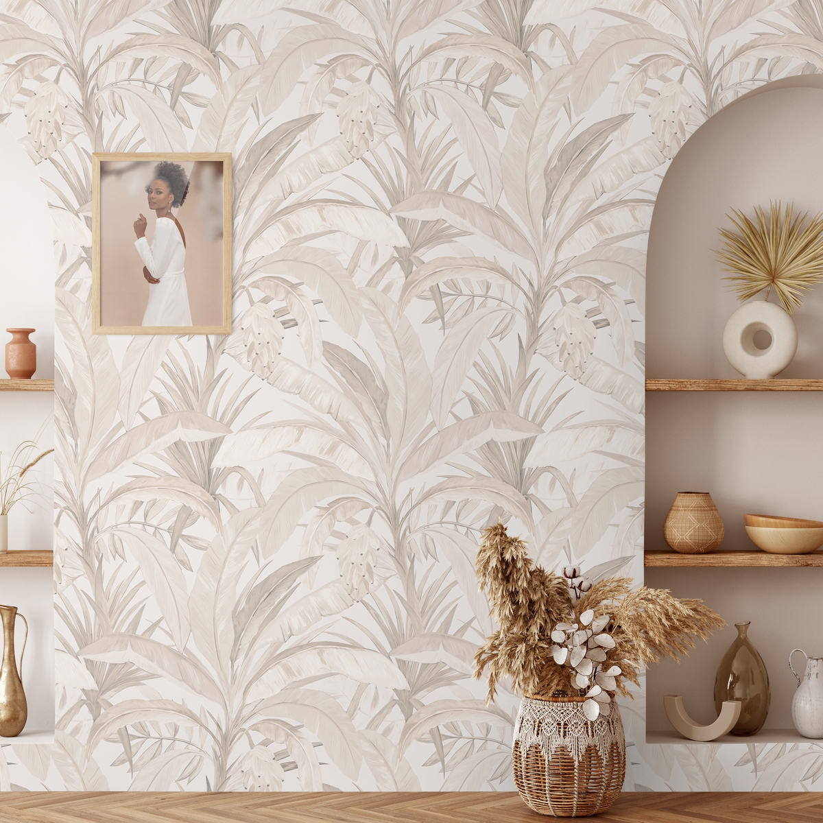 Elegante Blumen-Tapete für Wohnzimmer Bosco Tropicale Beige Aktion Elegante Blumen-Tapete für Wohnzimmer Bosco Tropicale Beige Aktion