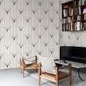 Carta da parati geometrica design vintage bianca e nera Art Déco Vendita