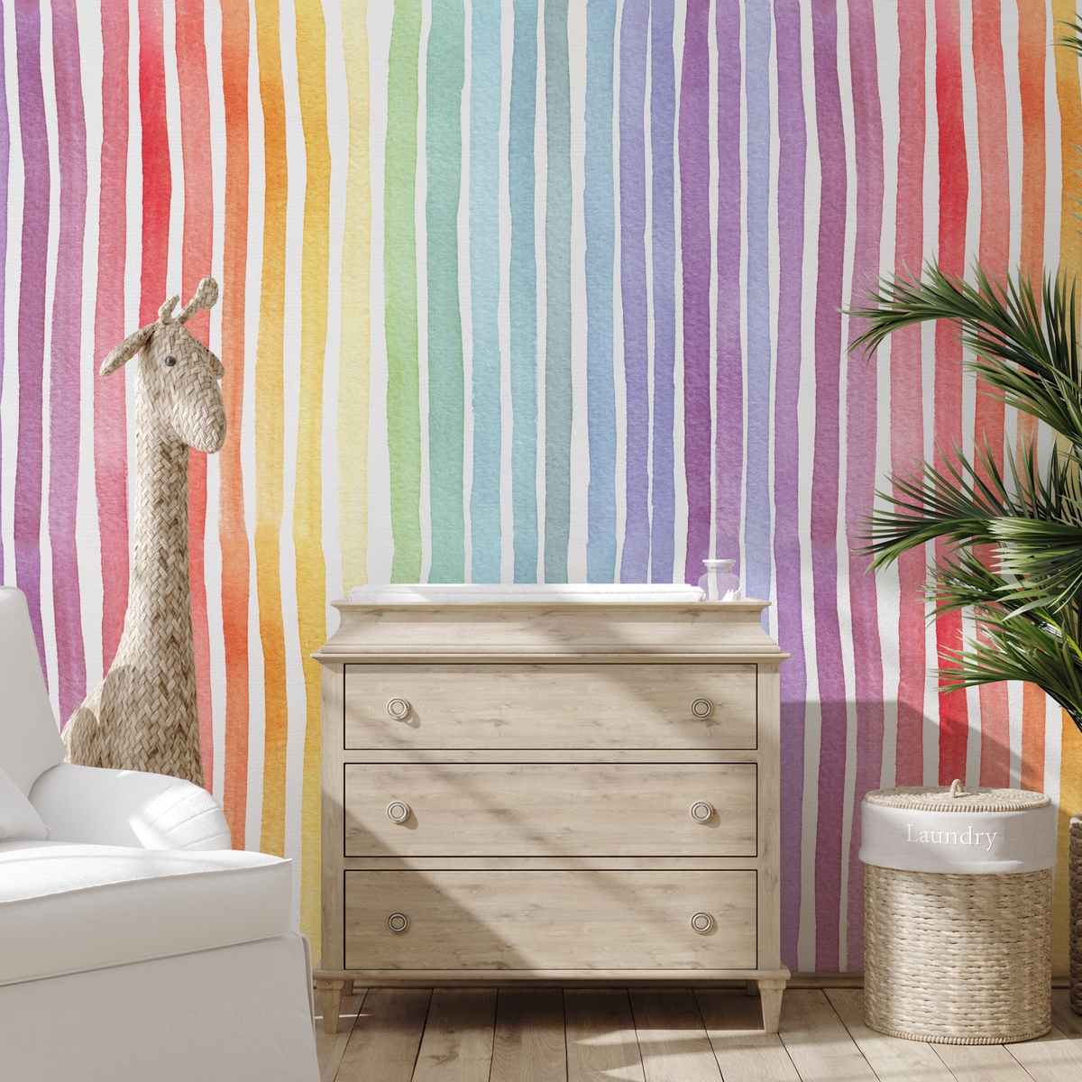 Bunte selbstklebende Tapete für Kinderzimmer Rainbow Streifen Aktion Bunte selbstklebende Tapete für Kinderzimmer Rainbow Streifen Aktion