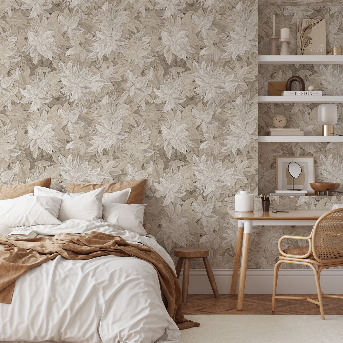 Papier peint beige élégant à motif floral pour chambre à coucher Feuilles Edera Promotion Papier peint beige élégant à motif floral pour chambre à coucher Feuilles Edera Promotion
