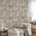 Papier peint beige élégant à motif floral pour chambre à coucher Feuilles Edera Offre