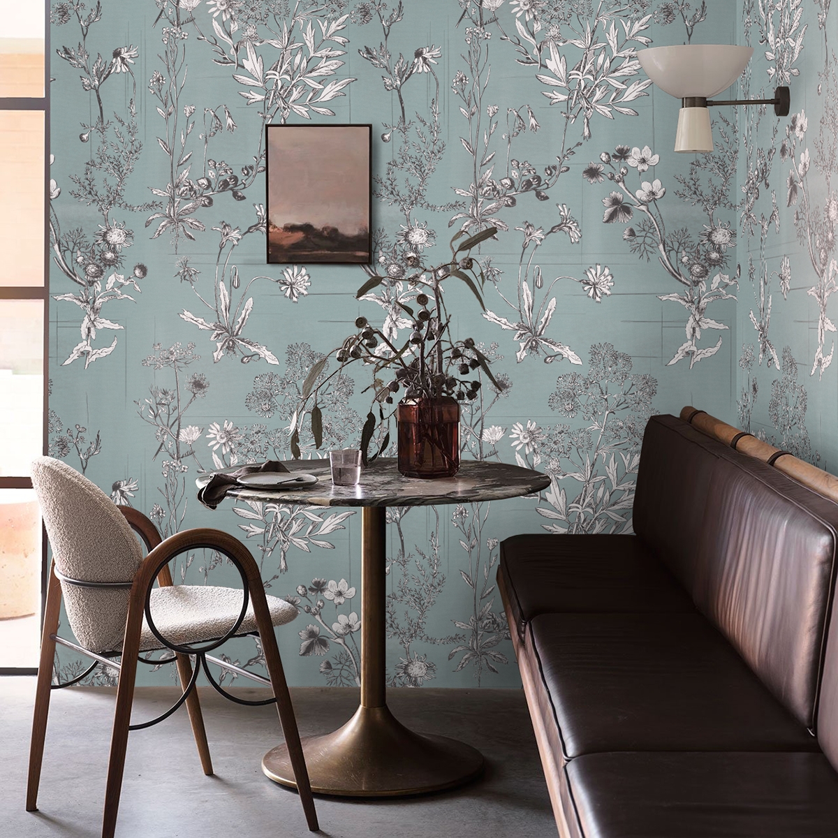 Elegante Tapete mit Blättermotiv Schlafzimmer Florale Illustrationen Aktion Elegante Tapete mit Blättermotiv Schlafzimmer Florale Illustrationen Aktion