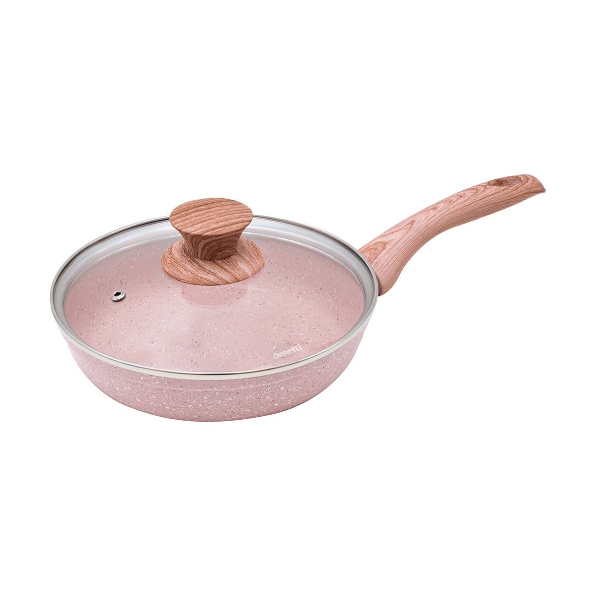 Padella 20cm antiaderente effetto granito rosa con coperchio Stonerose Promozione Padella 20cm antiaderente effetto granito rosa con coperchio Stonerose Promozione