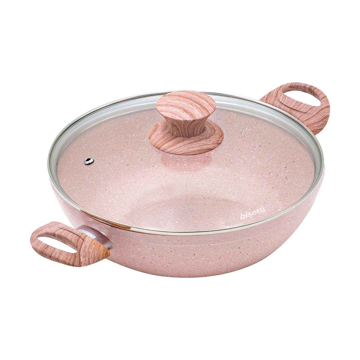 Tegame antiaderente 24cm rosa granito con coperchio Bisetti Stonerose Promozione Tegame antiaderente 24cm rosa granito con coperchio Bisetti Stonerose Promozione