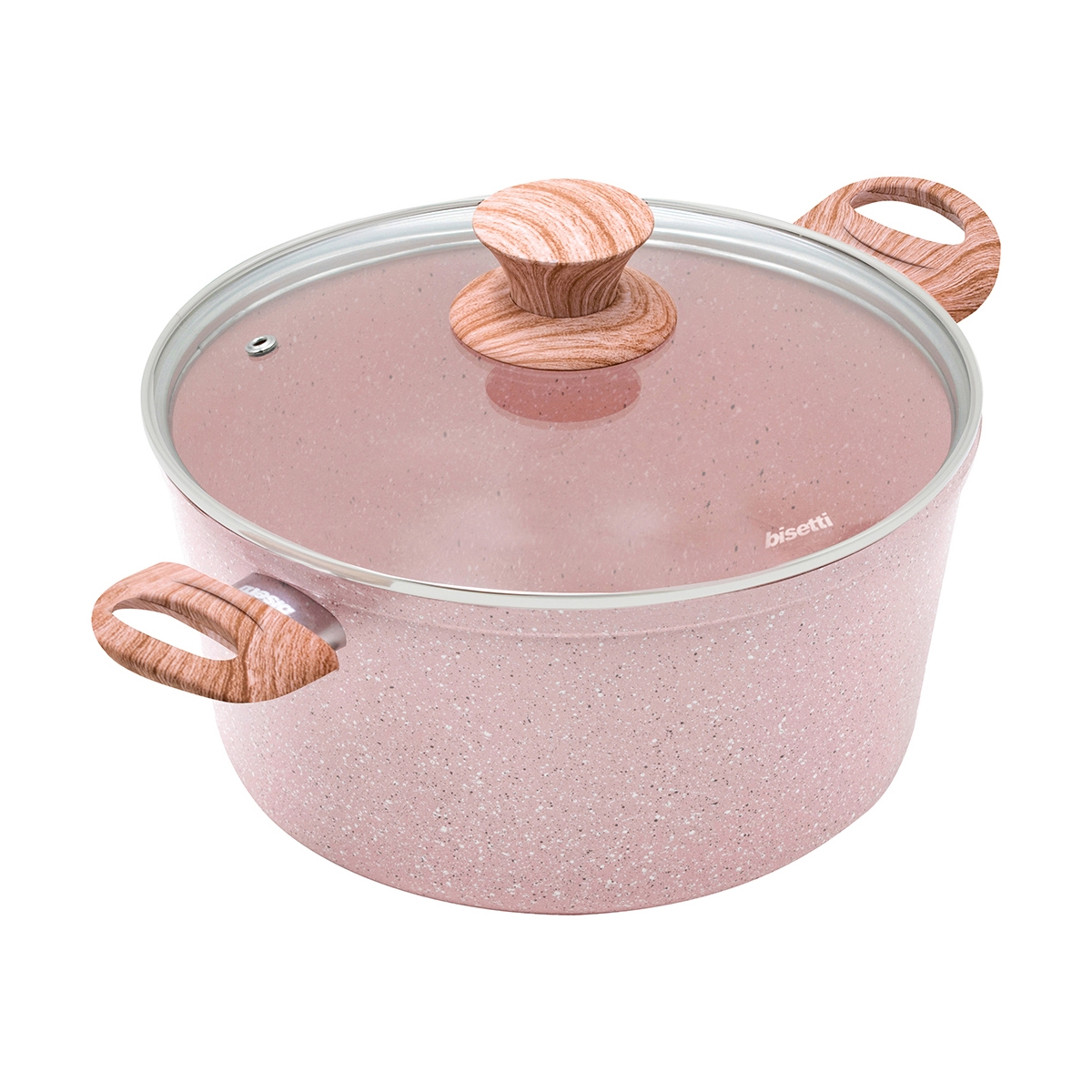 Pentola 24cm antiaderente rosa effetto granito con coperchio Stonerose Promozione Pentola 24cm antiaderente rosa effetto granito con coperchio Stonerose Promozione