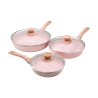 Set 3 padelle antiaderenti in alluminio effetto granito rosa Stonerose Promozione
