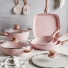 Set di pentole e padelle antiaderenti 13 pezzi granito rosa Stonerose Offerta