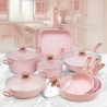 Set di pentole e padelle antiaderenti 13 pezzi granito rosa Stonerose Saldi