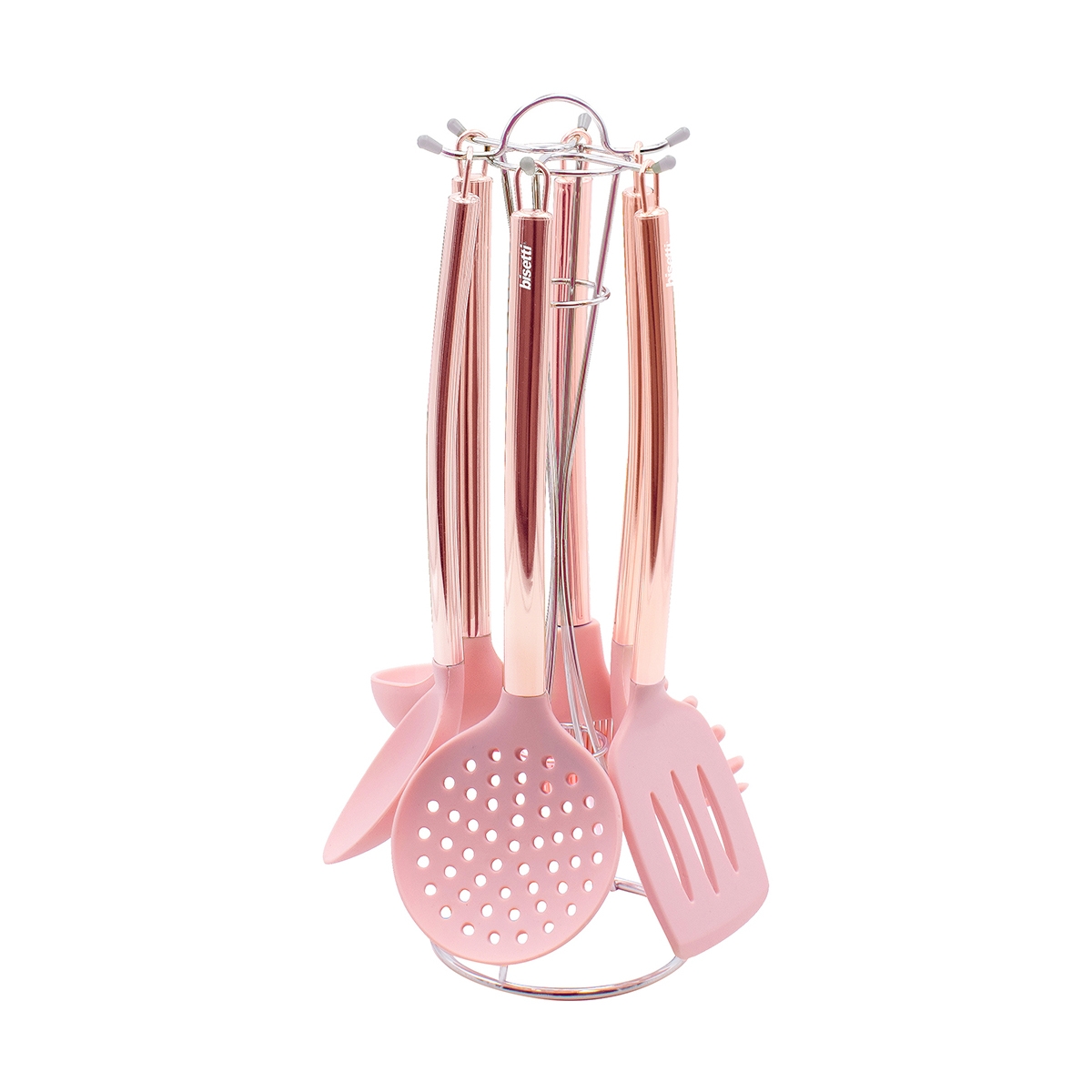 Set de 6 ustensiles de cuisine en métal rose et silicone Bisetti Stonerose Promotion Set de 6 ustensiles de cuisine en métal rose et silicone Bisetti Stonerose Promotion
